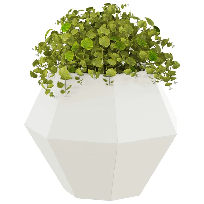Jardinera 2 Uds. Blanco 50 X 50 X 40 Cm Acero