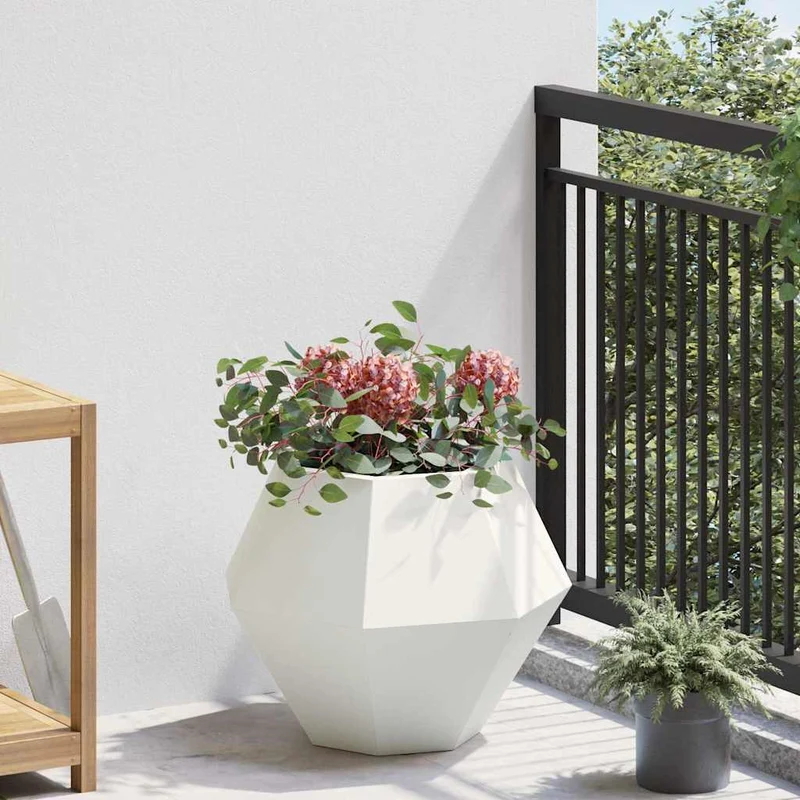Jardinera 2 Uds. Blanco 50 X 50 X 40 Cm Acero