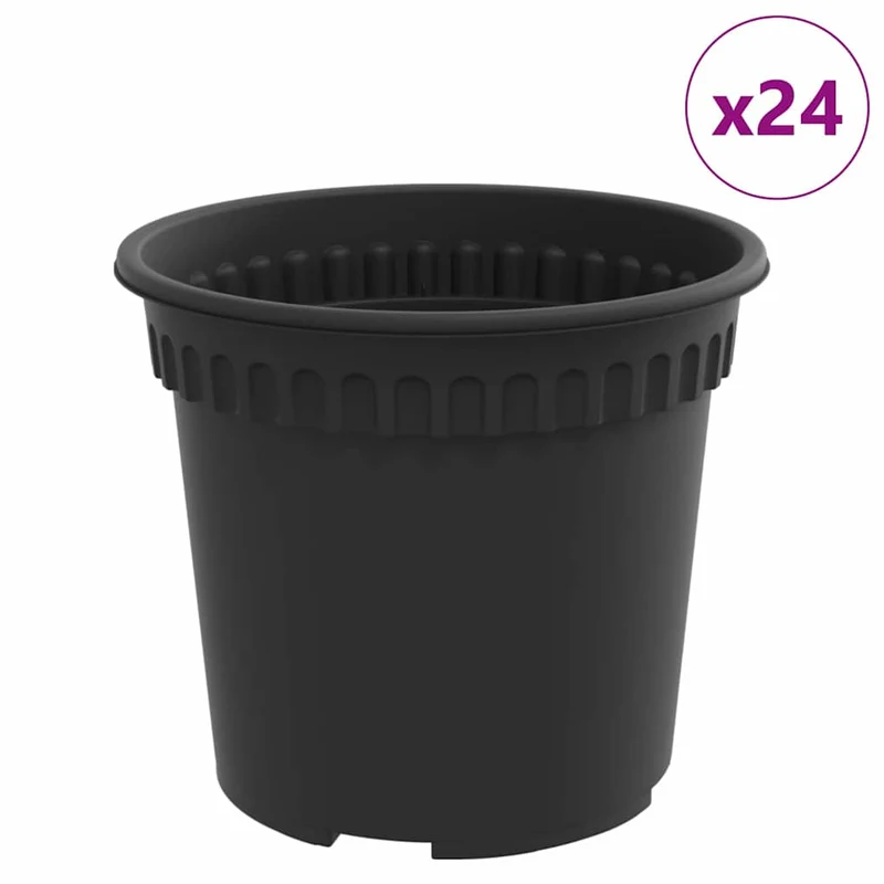 Maceta Redonda Para Flores 24 Uds. Negro Ø 15 X 12 Cm Plástico