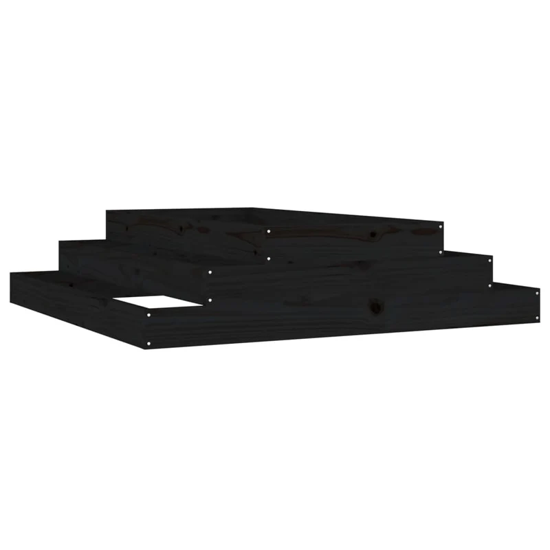 Jardinera Madera Maciza De Pino Negro 110x110x27 Cm