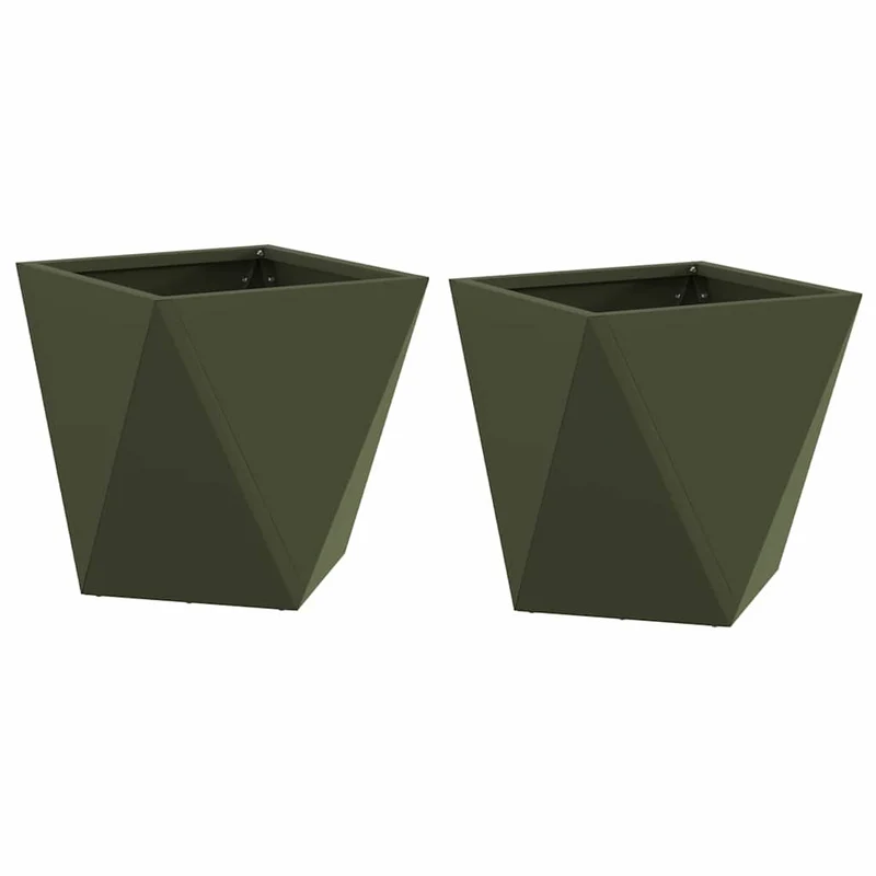 Jardinera 2 Uds. Verde Oliva 30 X 30 X 30 Cm Acero