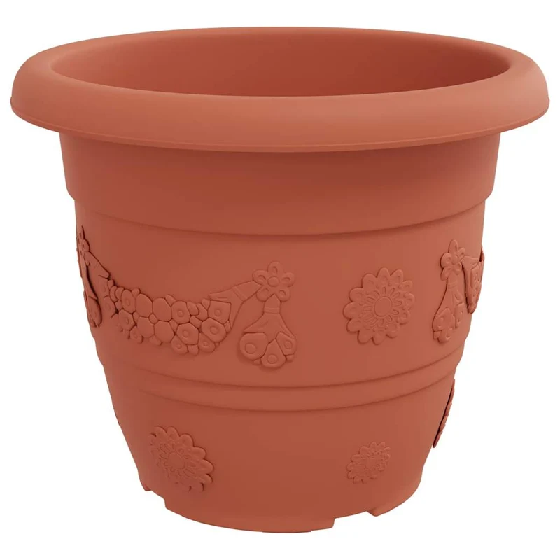 Maceta Redonda Para Flores 6 Uds. Rojo Ladrillo Ø 34 X 28 Cm