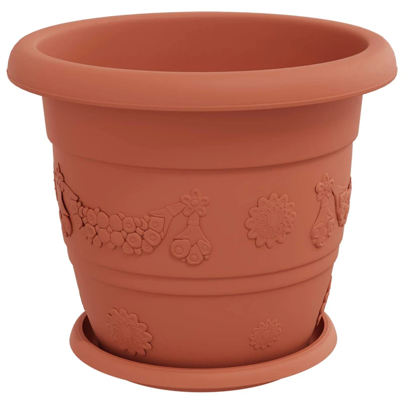 Macetas 24 Uds. Rojo Ladrillo Ø 30 X 25 Cm Plástico