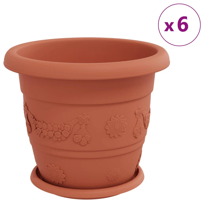 Macetas 24 Uds. Rojo Ladrillo Ø 30 X 25 Cm Plástico