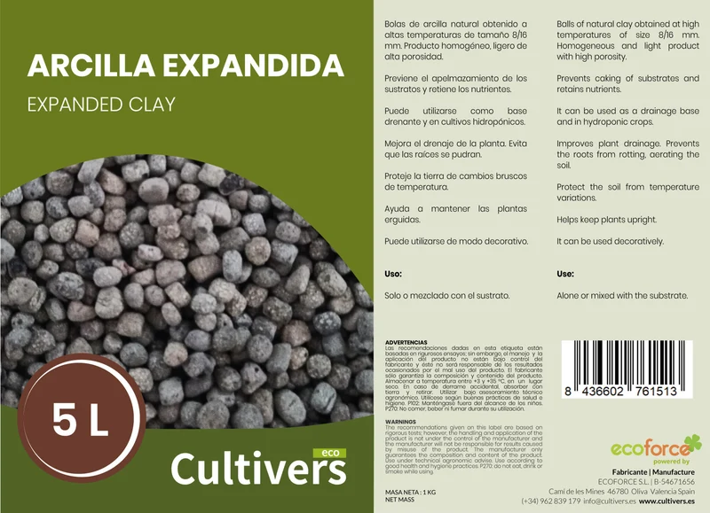 Arcilla Expandida Arlita Cultivers 20 L