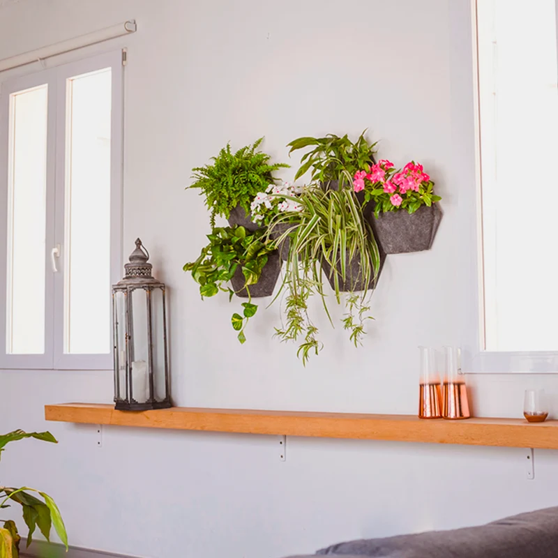 Jardín Vertical Modular Citysens Con Riego Automático De 3 Maceteros – Gris Claro Con Funda Téxtil Reciclada