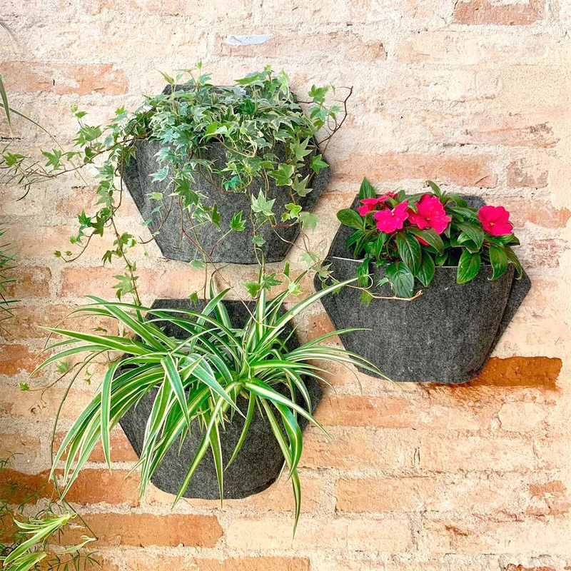 Jardín Vertical Modular Citysens Con Riego Automático De 3 Maceteros – Gris Claro Con Funda Téxtil Reciclada