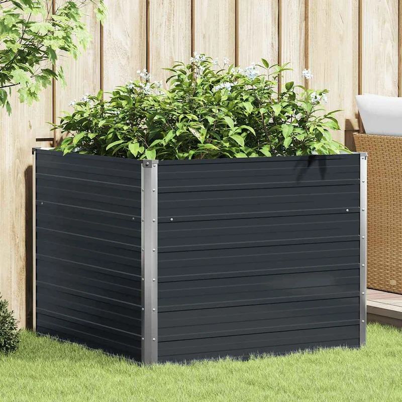 Jardinera Elevada Acero Galvanizado Gris Antracita 100x100x77cm