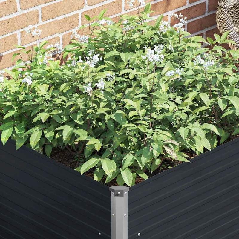 Jardinera Elevada Acero Galvanizado Gris Antracita 100x100x77cm