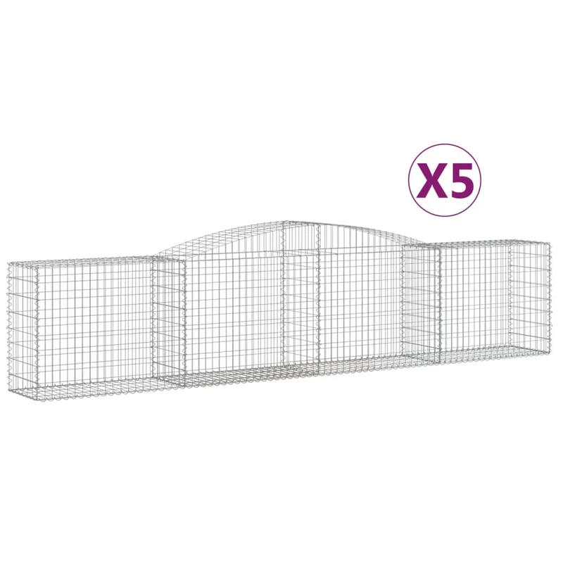 Cestas De Gaviones 5 Uds Forma De Arco Hierro 400x50x80/100 Cm
