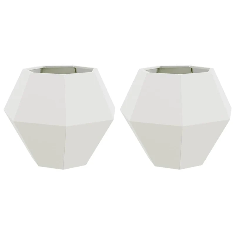 Jardinera 2 Uds. Blanco 75 X 75 X 60 Cm Acero
