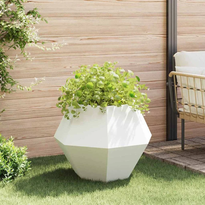 Jardinera 2 Uds. Blanco 75 X 75 X 60 Cm Acero