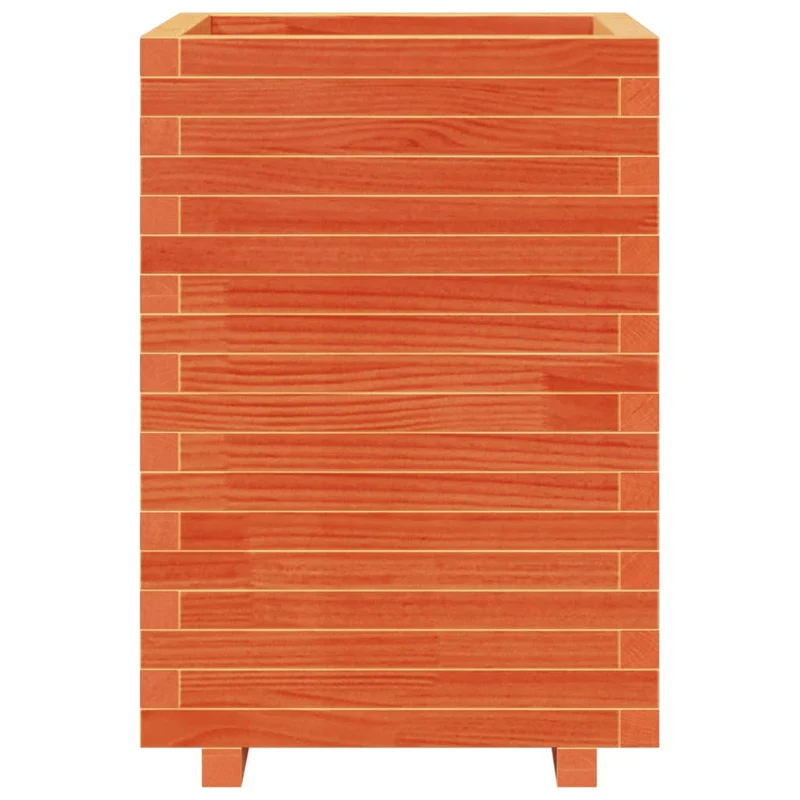 Jardinera Madera Maciza De Pino Marrón Cera 50x50x72,5 Cm