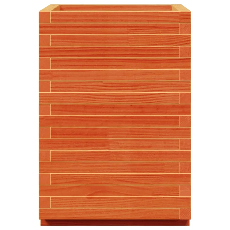Jardinera Madera Maciza De Pino Marrón Cera 50x50x72,5 Cm