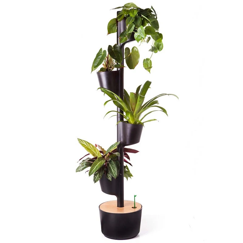 Macetero Vertical Citysens Con Riego Inteligente De 4 Macetas – Negro, Polipropileno 100% Reciclado