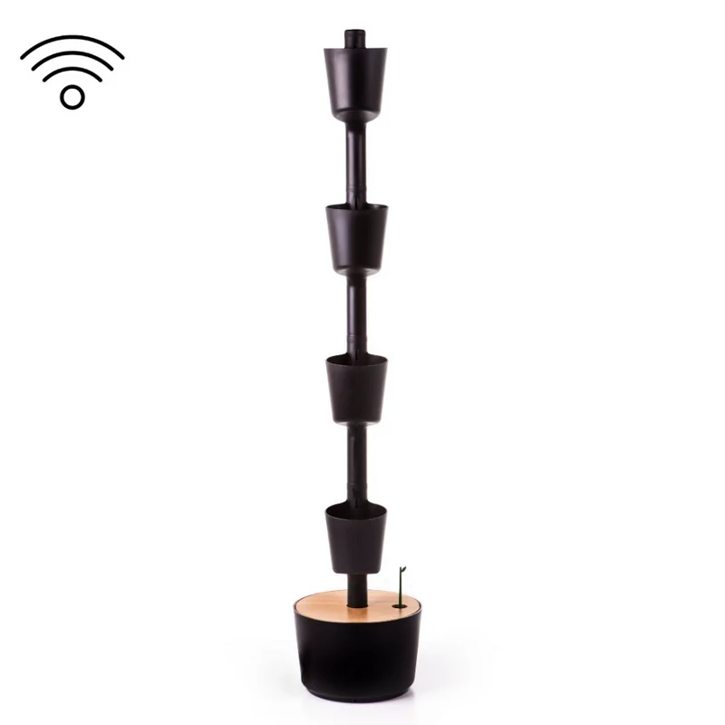 Macetero Vertical Citysens Con Riego Inteligente De 4 Macetas – Negro, Polipropileno 100% Reciclado