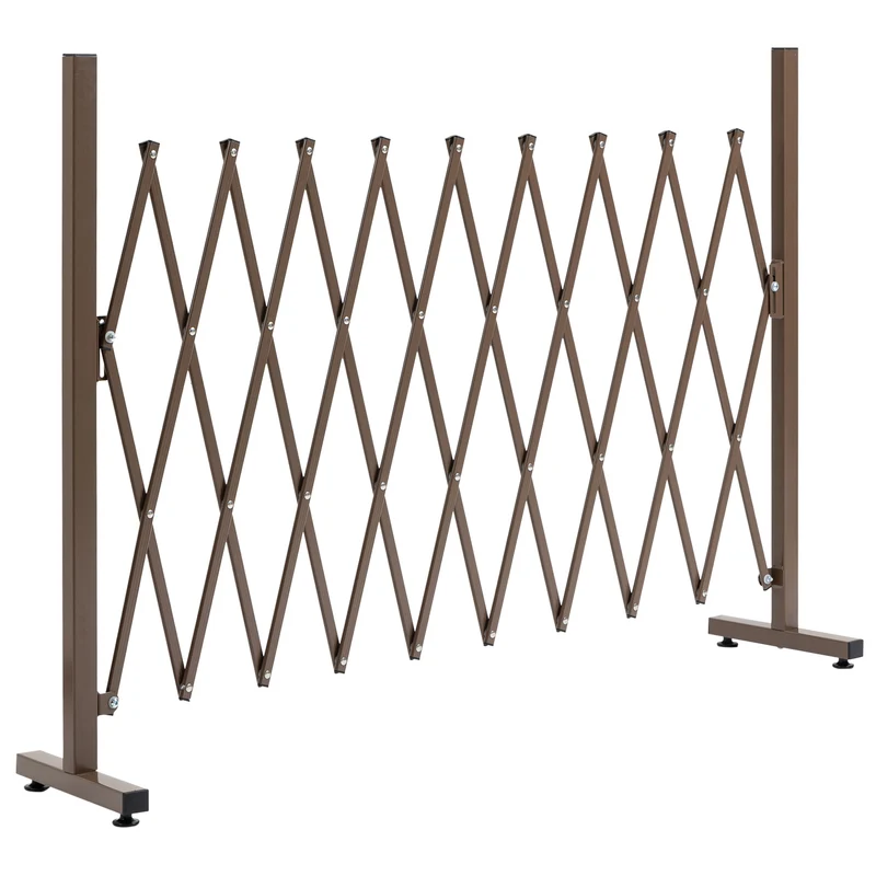Outsunny Valla de Jardín Exterior de Aleación de Aluminio Puerta de Jardín Exterior Extensible Valla Metálica para Decoración Terraza Patio 250x31x103,5 cm Café Oscuro
