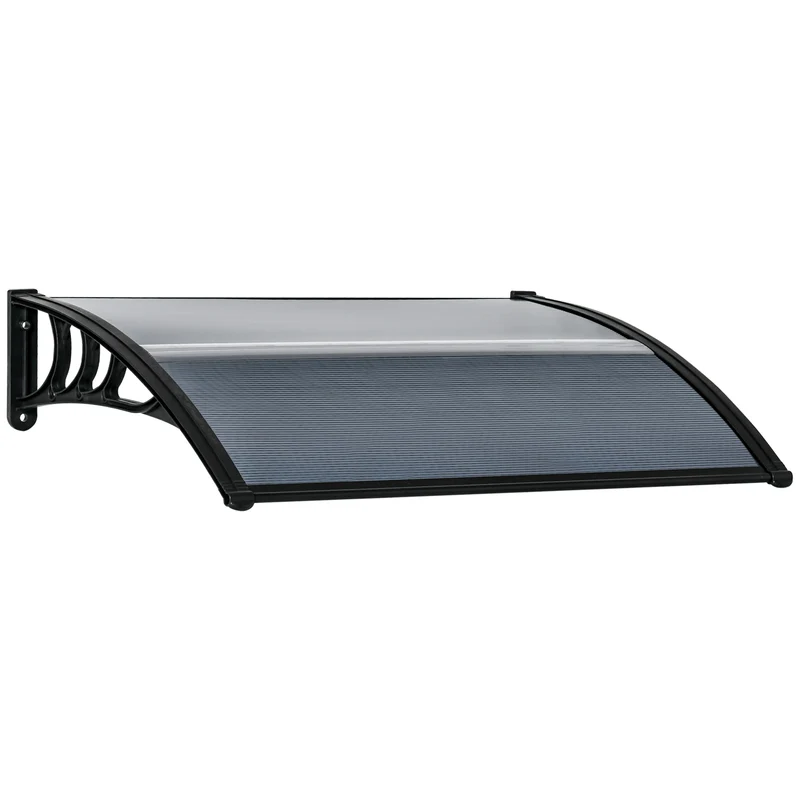 Outsunny Marquesina Exterior para Puertas y Ventanas 100x75 cm Tejadillo de Protección contra Sol y Lluvia con Cubierta de Policarbonato Soporte de Aluminio Negro