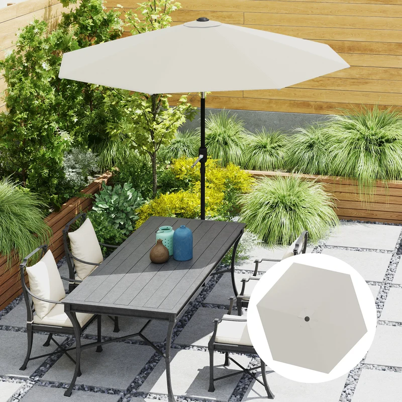 Outsunny Toldo de Recambio de Sombrilla de 3 m Toldo de Repuesto para Sombrilla de Patio con Ventilación Superior Protección UV 30+ Cubierta de Repuesto para Parasol de Poliéster para Exteriores Crema