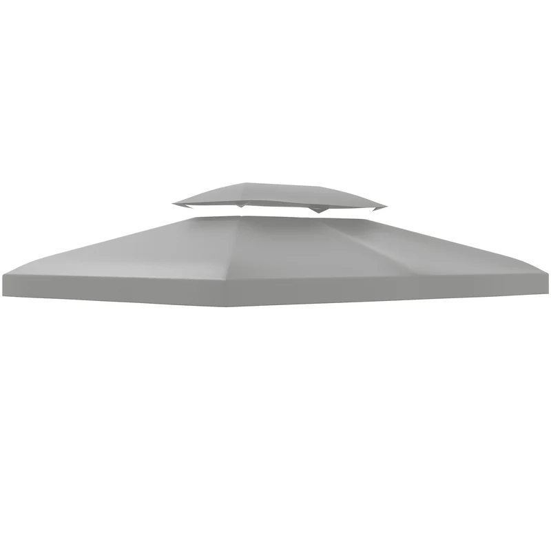 Outsunny Techo de Repuesto para Cenador 4x3 m Cubierta de Repuesto con Techo Doble 10 Orificios de Drenaje y Protección UV Toldo de Recambio para Pabellón Gazebo Gris Claro