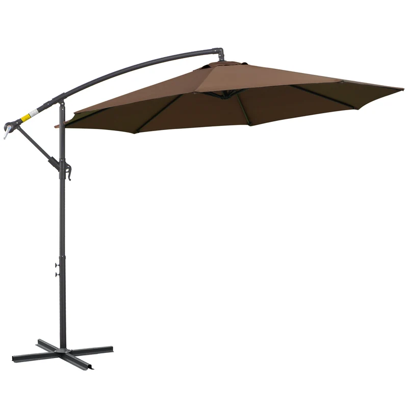 Outsunny Parasol Excéntrico Ø 295 cm Sombrilla de Jardín con Ángulo Ajustable Base Cruzada y Manivela Sombrilla para Terraza Patio Café