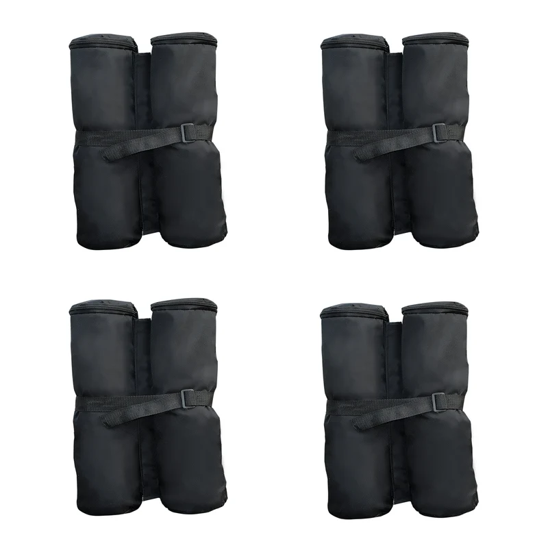 Outsunny Pack 4 Pesos para Carpas Bolsas de Pesos Pesas de Piernas para Cenador Pabellón Gazebo Bolsas de Arena para Exteriores Negro