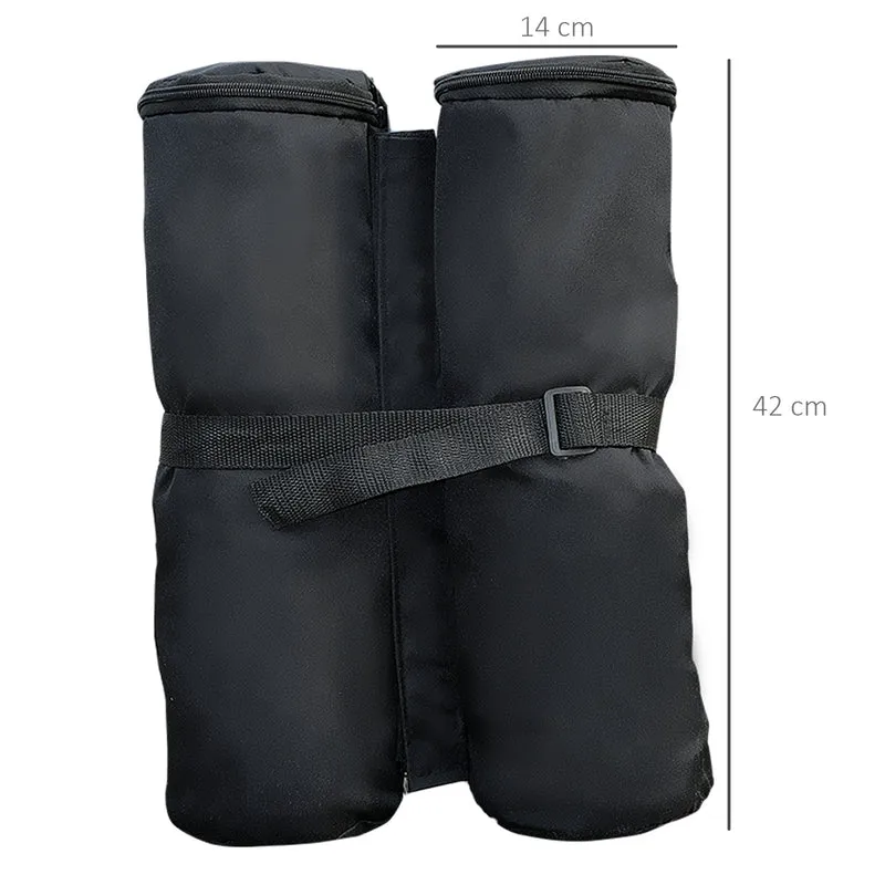 Outsunny Pack 4 Pesos para Carpas Bolsas de Pesos Pesas de Piernas para Cenador Pabellón Gazebo Bolsas de Arena para Exteriores Negro