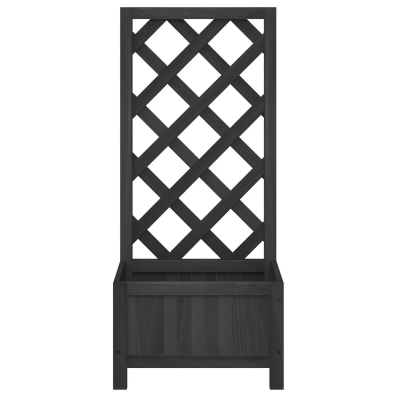 Jardinera Con Enrejado Negro 40x30x90 Cm Madera Maciza De Abeto