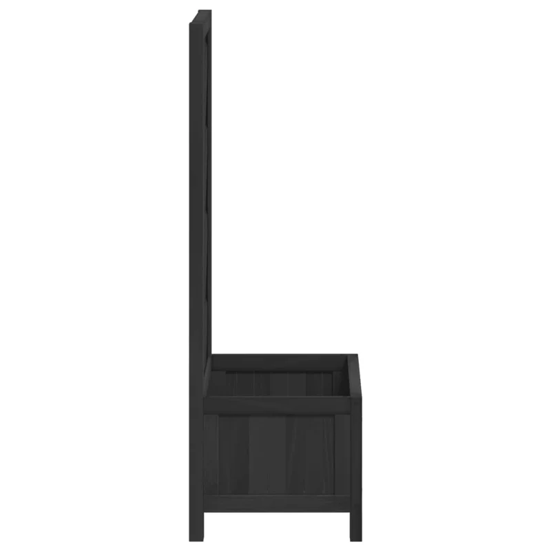 Jardinera Con Enrejado Negro 40x30x90 Cm Madera Maciza De Abeto