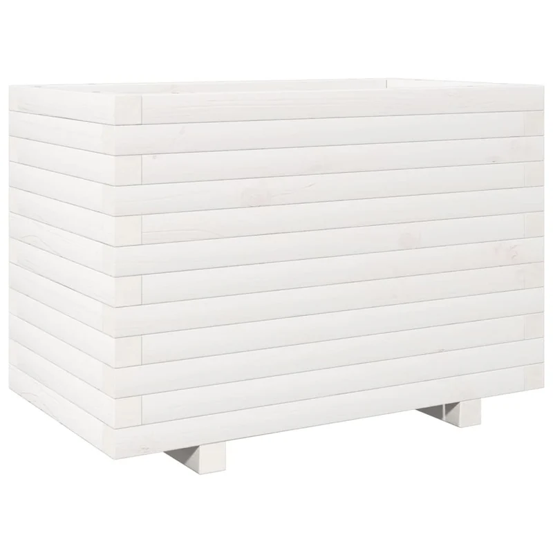 Jardinera Madera Maciza De Pino Blanco 70x40x49,5 Cm