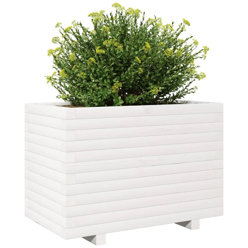Jardinera Madera Maciza De Pino Blanco 70x40x49,5 Cm