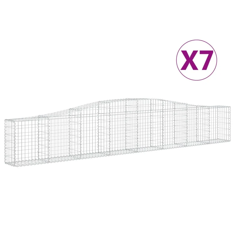 Cestas De Gaviones 7 Uds Forma De Arco Hierro 400x30x60/80 Cm