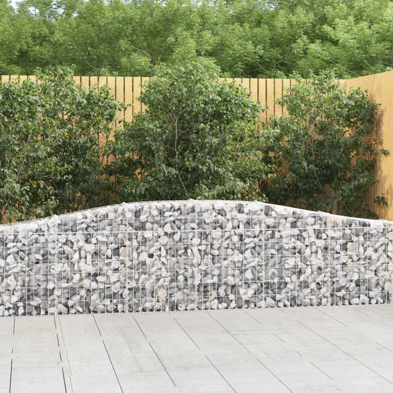 Cestas De Gaviones 7 Uds Forma De Arco Hierro 400x30x60/80 Cm