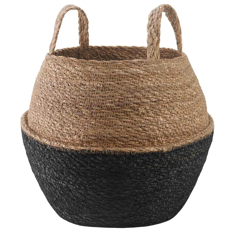 Maceta Con Asas Negro Ø 32 X 32 Cm 100% Hierba Marina