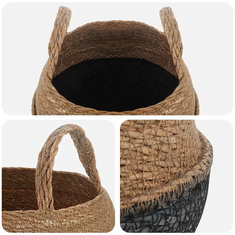 Maceta Con Asas Negro Ø 32 X 32 Cm 100% Hierba Marina