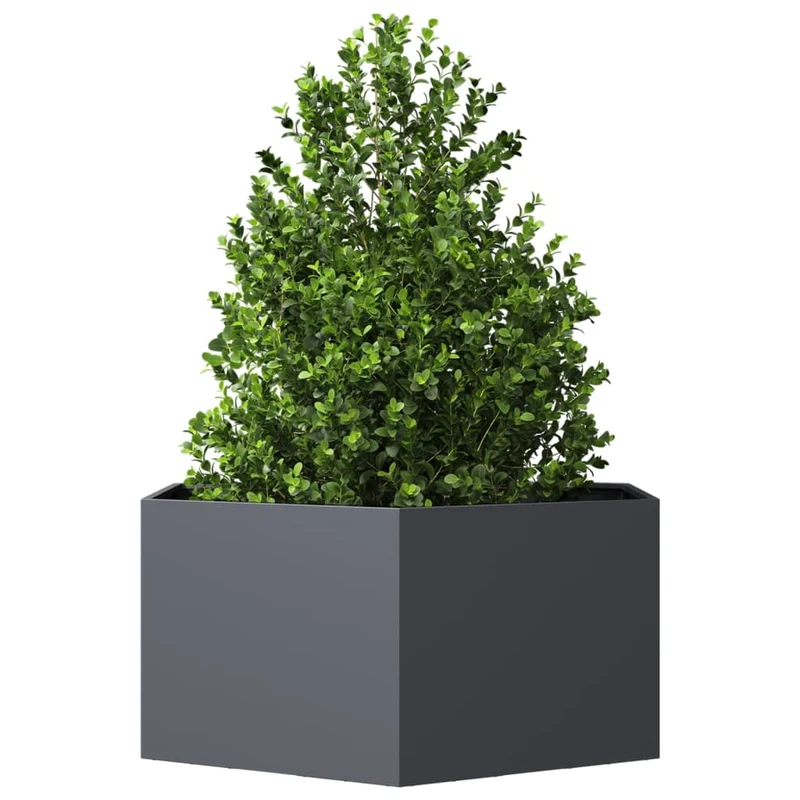 Jardinera Hexagonal De Acero Gris Antracita 104x90x45 Cm