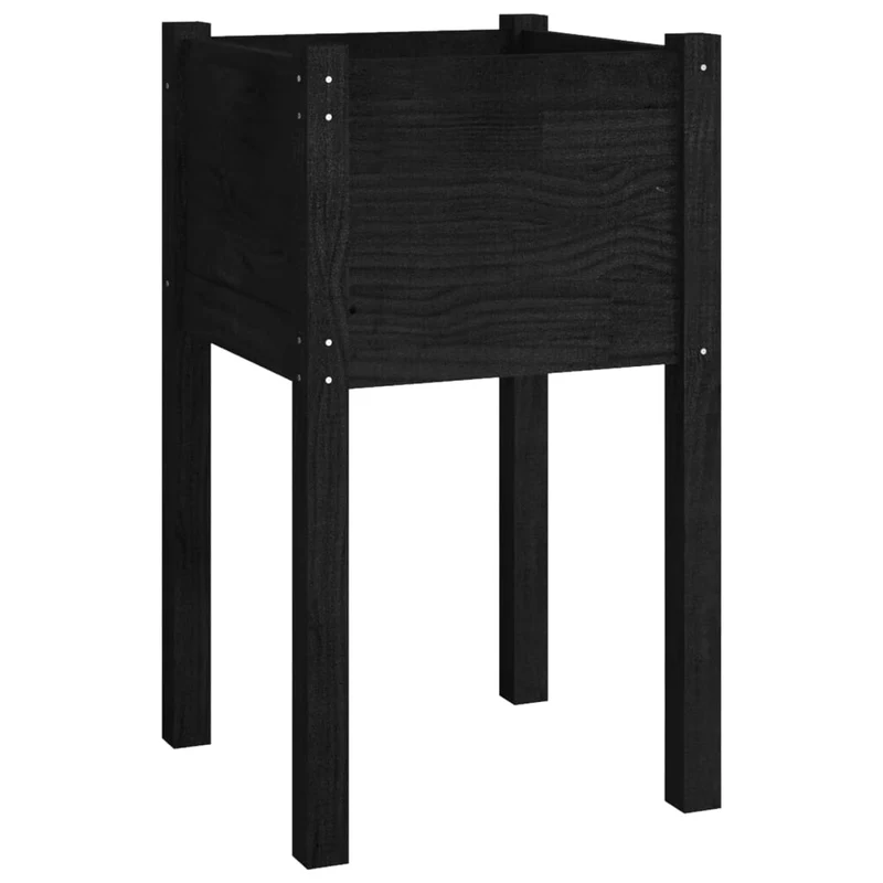 Jardinera De Madera Maciza De Pino Negro 40x40x70 Cm