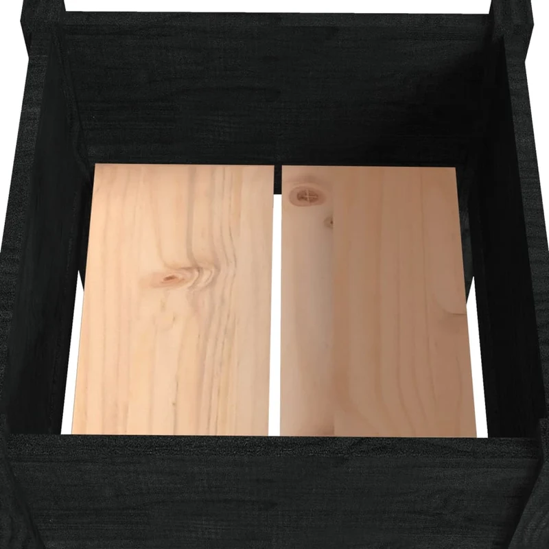 Jardinera De Madera Maciza De Pino Negro 40x40x70 Cm