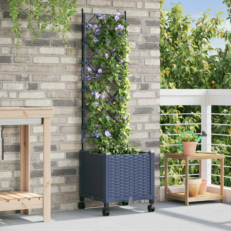 Jardinera Con Enrejado Y Ruedas Gris 40 X 40 X 149 Cm Pp