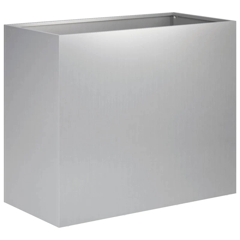 Macetero De Jardín Plateado 60 X 30 X 40 Cm Acero Galvanizado
