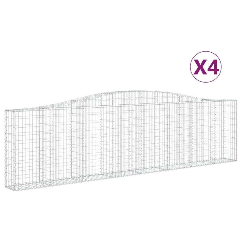 Cestas De Gaviones 4 Uds Forma De Arco Hierro 400x30x100/120 Cm