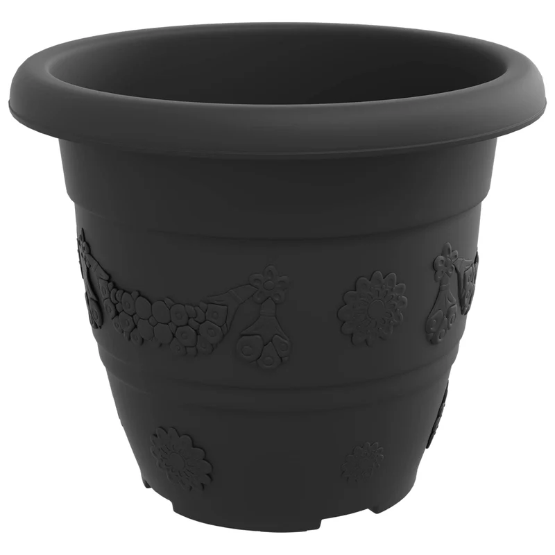Macetas 6 Uds. Negro Ø 22 X 18 Cm Plástico