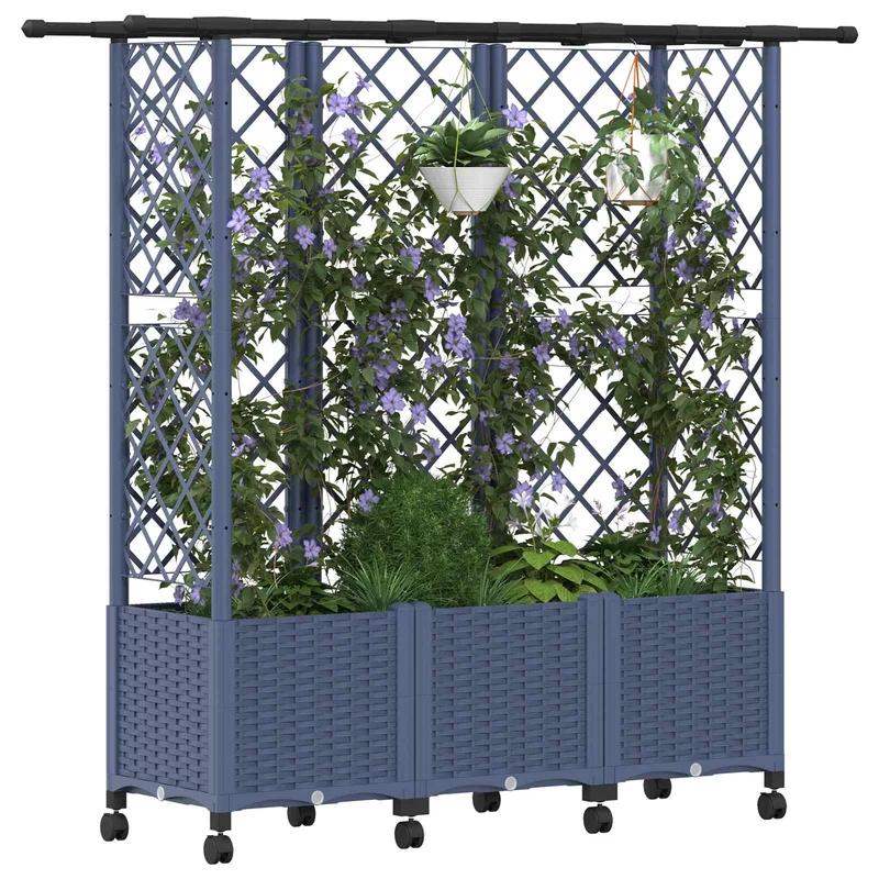 Cama Elevada Con Trellis Y Techo Gris 163,5 X 40 X 142 Cm Pp