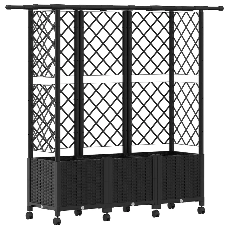 Cama Elevada Con Trellis Y Techo Negro 163,5 X 40 X 142 Cm Pp