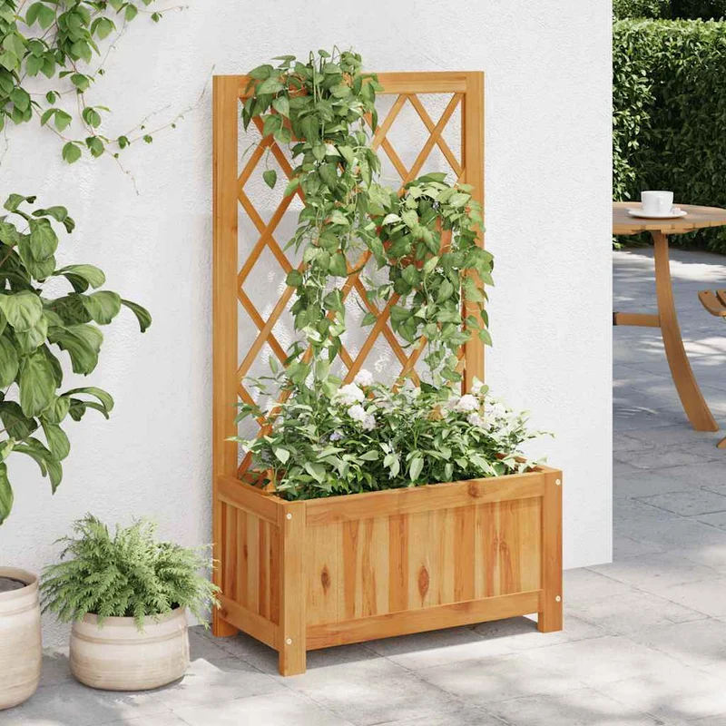 Arriate De Jardín Con Enrejado Madera De Acacia