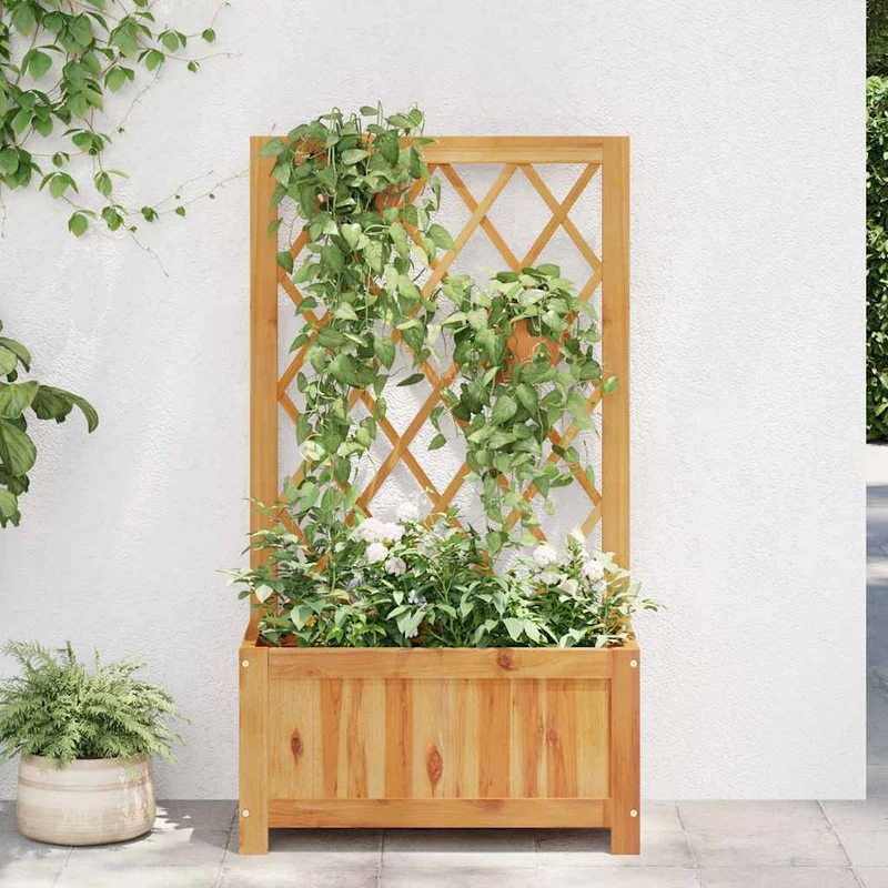 Arriate De Jardín Con Enrejado Madera De Acacia