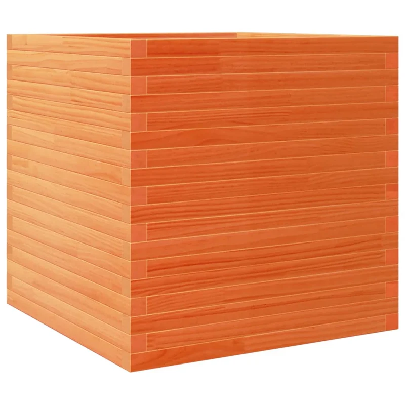Jardinera De Madera Maciza De Pino Marrón Cera 70x70x68,5 Cm
