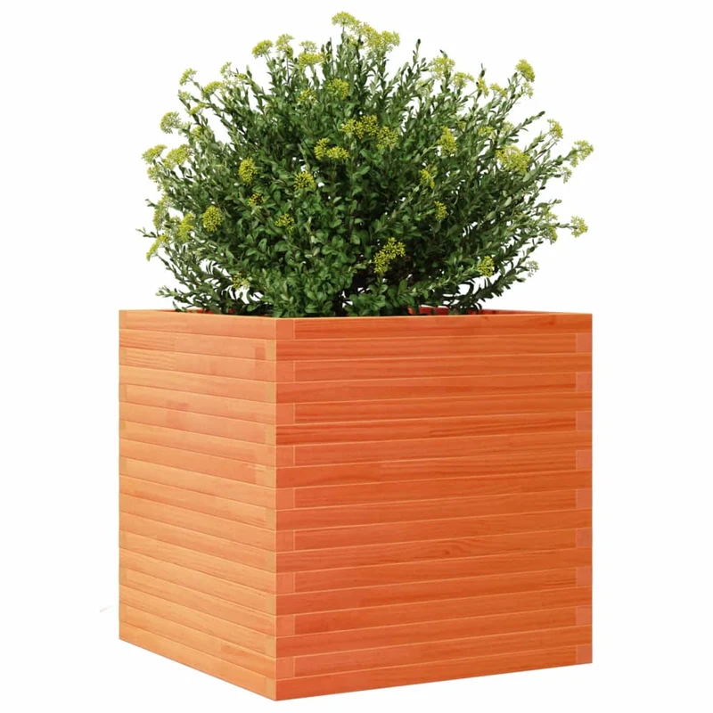 Jardinera De Madera Maciza De Pino Marrón Cera 70x70x68,5 Cm