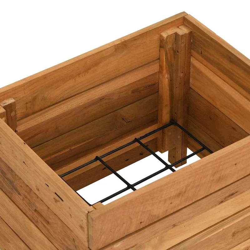 Arriate Elevado Madera De Teca Reciclada Y Acero 50x40x38 Cm