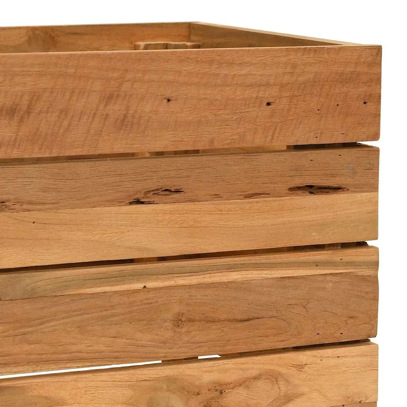 Arriate Elevado Madera De Teca Reciclada Y Acero 50x40x38 Cm